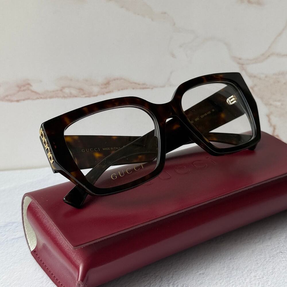 NEW Gucci GG2042O Brown Oversized Square Eyeglasses Frames